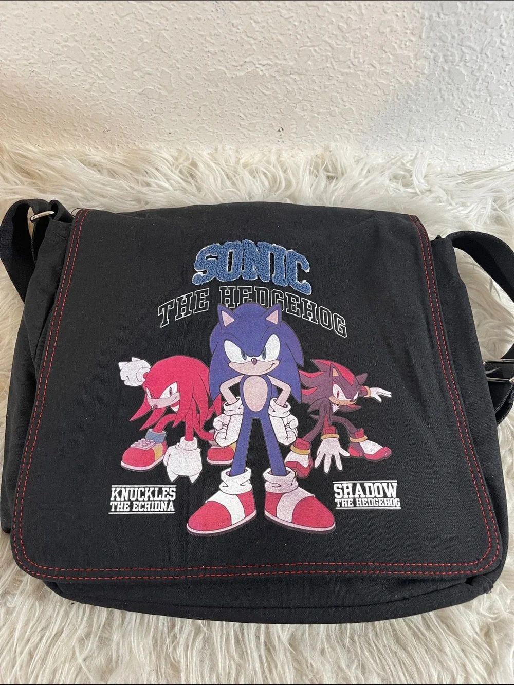 Sonic The Hedgehog Trio Messenger Bag Unisex NEW